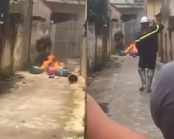 Hà Nội: Con rể vác 4 bình gas đến đốt trước cửa nhà bố mẹ vợ