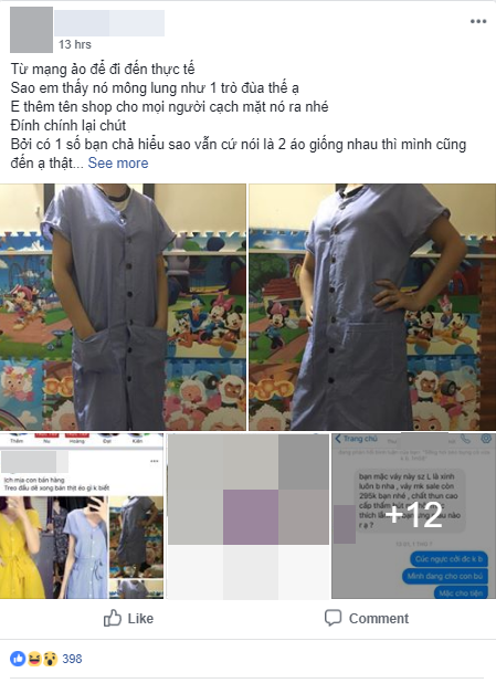 Đặt mua chiếc váy cúc cài để dễ dàng cho con bú, người phụ nữ mông lung khi thử lên như váy sản phụ mặc đi sinh