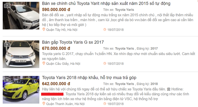 Toyota Yaris đời cũ rao bán rầm rộ, giá đắt hơn bản mới vừa về Việt Nam
