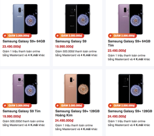Giá Galaxy S9, S9+ xuống thấp ở Việt Nam