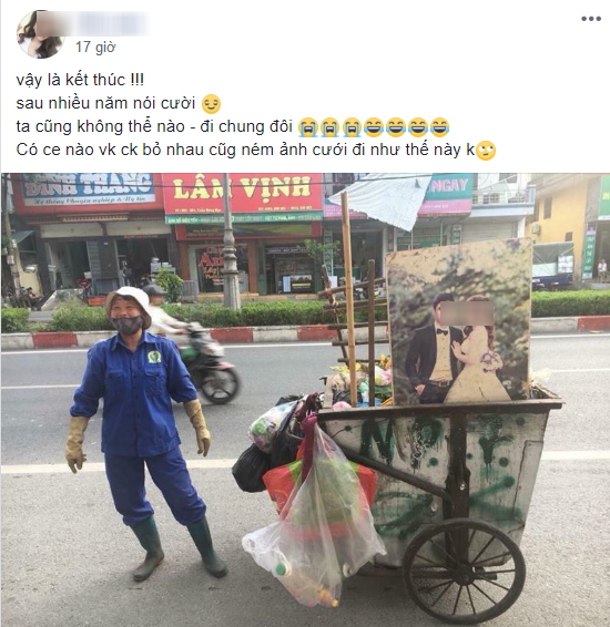 Bức ảnh cưới bị đem làm nắp cống trong ngày mưa bão, nhìn vào người cười, kẻ xót xa
