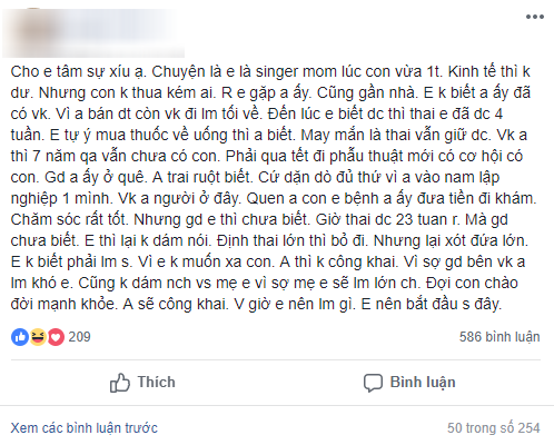 Mẹ đơn thân bị ném đá vì yêu người gần nhà, đến khi có thai mới biết bạn trai đã có vợ, còn đăng đàn xin lời khuyên