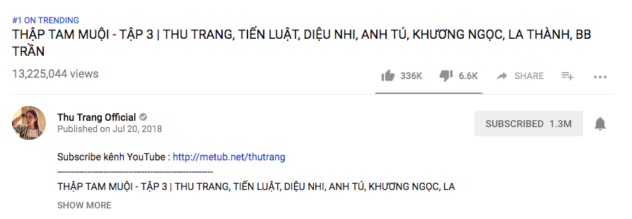 Thập Tam Muội lại phá kỉ lục của chính mình với 13 triệu view sau 24h đăng tải