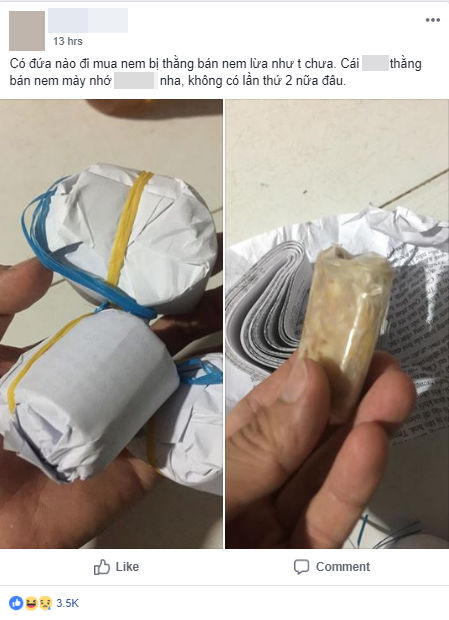 Thánh gian dối: Nam thanh niên đi mua nem, nhưng khi bóc ra liền ngã ngửa khi thấy 3 phần nem 7 phần giấy gói