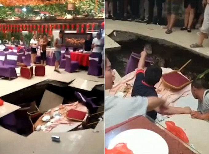 Khách ăn cỗ cưới bị hố tử thần nuốt chửng