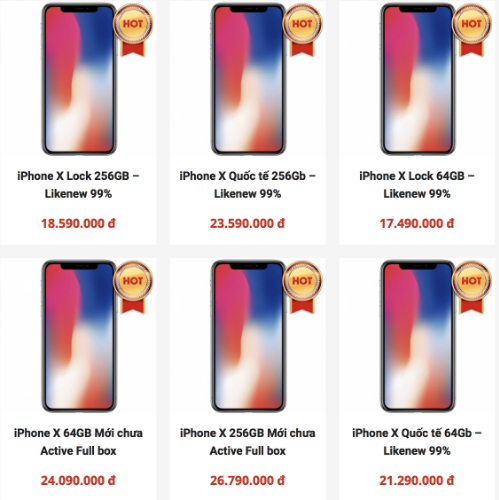 iPhone X hàng cũ, giá thấp, đổ về Việt Nam