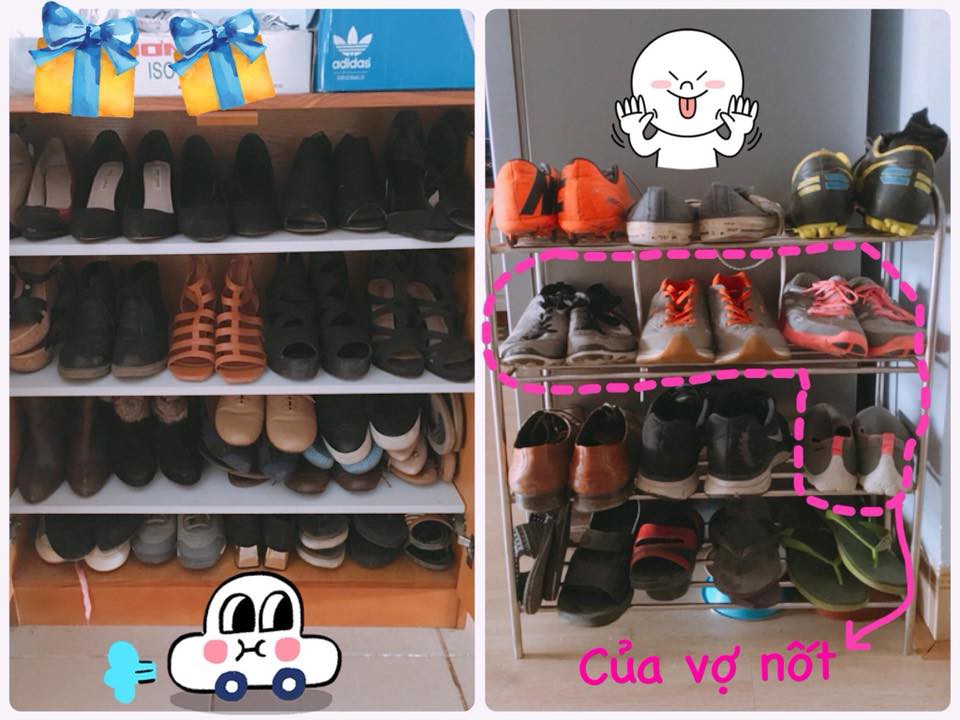 Chàng trai chụp ảnh kệ giày của vợ chồng anh trai, hội chị em xôn xao vì thấy bóng dáng nhà mình trong đó