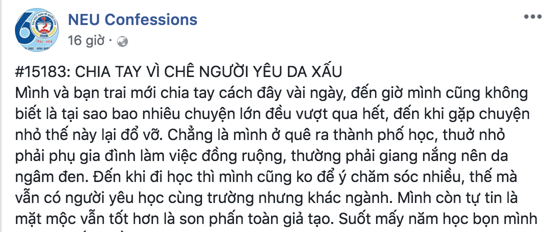 Bị chê da xấu cô gái tự ái chia tay luôn người yêu, dân mạng lại tiếc hùi hụi vì lý do này