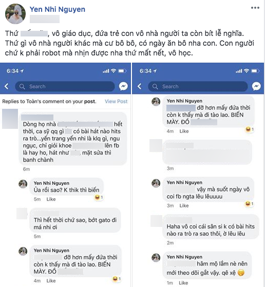 Yến Nhi đăng đàn gay gắt khi bị chê hết thời, mặt sửa banh chành, ca sĩ mà không có hit Yến Nhi đăng đàn gay gắt khi bị chê hết thời, mặt sửa banh chành, ca sĩ mà không có hit