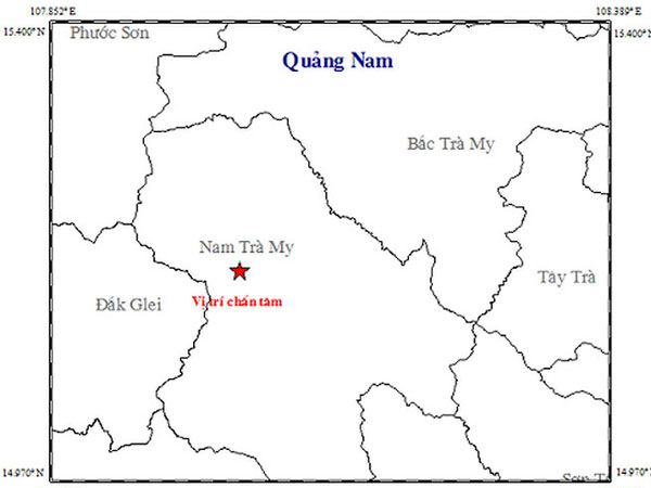 4 trận động đất liên tiếp xảy ra ở Quảng Nam