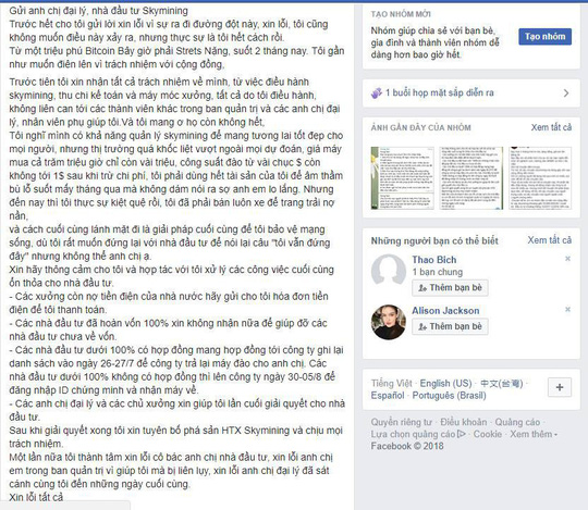 Cộng đồng tiền ảo hoang mang vì thông tin Tổng Giám đốc Sky Mining biến mất