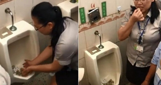Công ty Trung Quốc cho nhân viên ăn cơm từ bồn tiểu