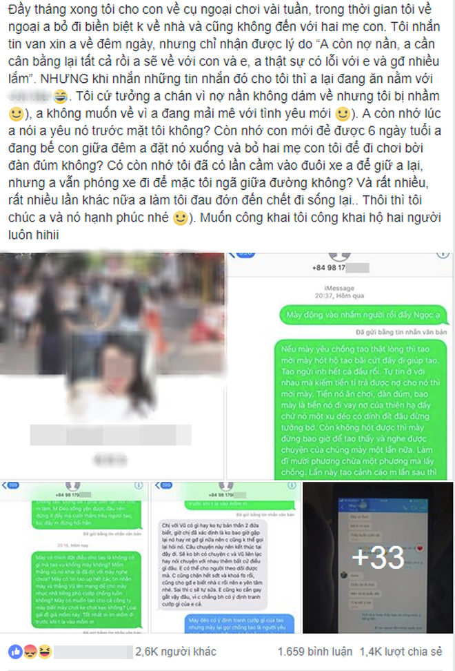 Vụ tố ngoại tình hot nhất MXH hôm nay: Vợ trẻ cay đắng nhìn tình địch đến dự đầy tháng con, vừa hết cữ đã ngậm ngùi ly hôn Vụ tố ngoại tình hot nhất MXH hôm nay: Vợ trẻ cay đắng nhìn tình địch đến dự đầy tháng con, vừa hết cữ đã ngậm ngùi ly hôn