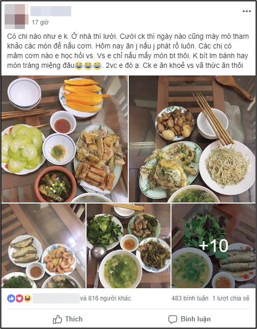 Đăng ảnh mâm cơm tự tay chuẩn bị cho chồng, vợ trẻ không ngờ dân tình lại chỉ chăm chăm để ý điều này
