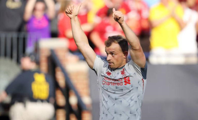 Shaqiri ghi bàn đẹp, Liverpool đè bẹp MU trên đất Mỹ