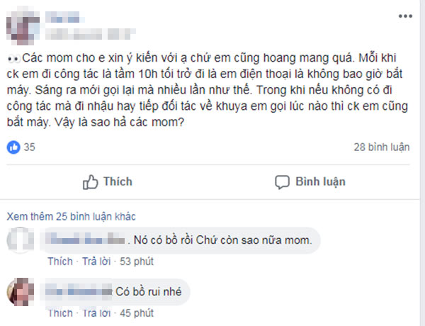 Chồng cứ đi công tác là 10 giờ đêm tắt máy, vợ lên mạng cầu cứu hội chị em