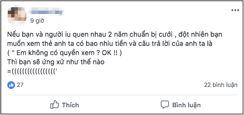 Đòi xem thẻ bạn trai có bao nhiêu tiền, cô gái bị từ chối phũ, chị em cũng hùa vào mắng vì quá vô duyên