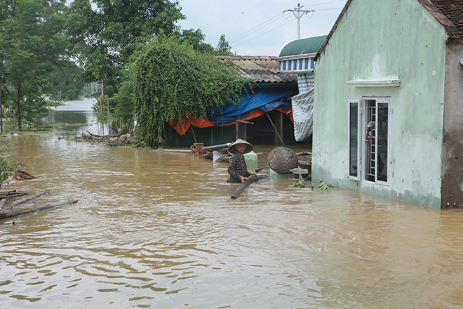 Video: Nước ngập đến cổ, cao ngang mái nhà ở rốn lũ Thủ đô