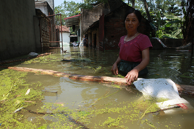 Video: Nước ngập đến cổ, cao ngang mái nhà ở rốn lũ Thủ đô