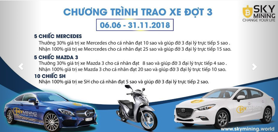 Màn thưởng xe sang chục tỷ của đa cấp lừa đảo Sky Mining