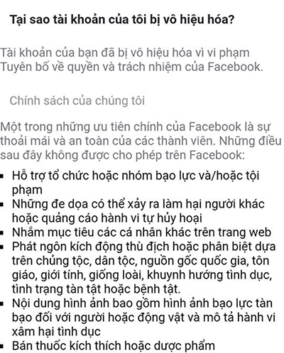 Bị khóa tài khoản Facebook vì kết bạn với người lạ