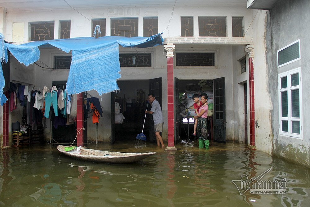 Video Rốn lũ Quốc Oai: Thỏa sức chèo thuyền, bơi lội vẫy vùng khắp đường làng