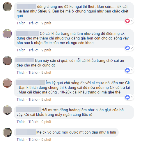 Mẹ chồng hỏi mượn chiếc khẩu trang, nàng dâu trẻ hậm hực lên mạng nói xấu, chị em đồng lòng hỏi khẩu trang em dệt bằng vàng ư?