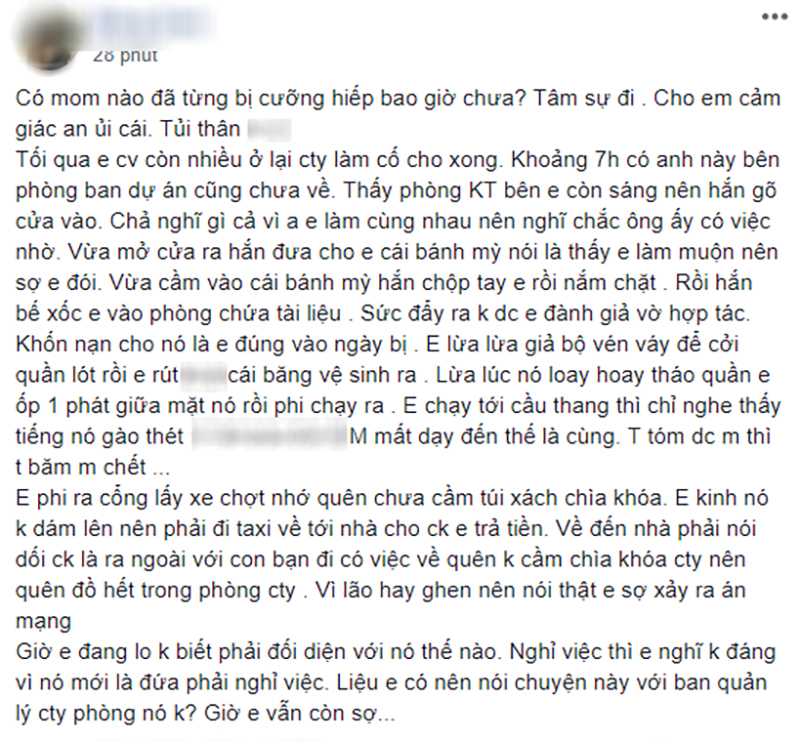 Đi làm về muộn suýt bị đồng nghiệp cưỡng hiếp, cô kế toán đã hành động bất ngờ, ai nghe xong cũng khen nhanh trí