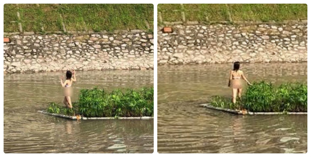 Cô gái trẻ khỏa thân, bơi ra giữa sông Tô Lịch nhảy múa vẫn chưa tỉnh táo