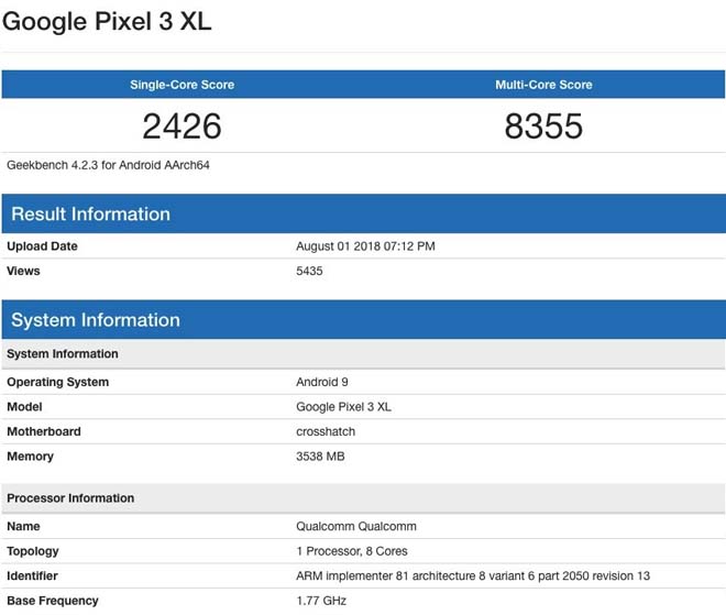 Google Pixel 3 lộ điểm hiệu năng: Thua xa iPhone X 2017 Google Pixel 3 lộ điểm hiệu năng: Thua xa iPhone X 2017