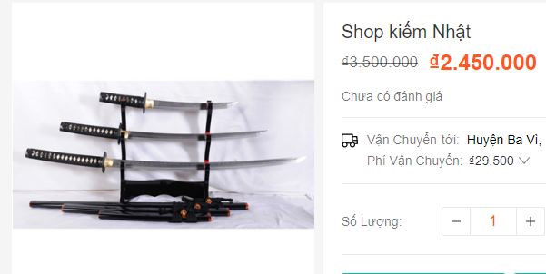 Tay chân giả, kiếm Nhật rao bán trên Lazada, Shopee, Sendo