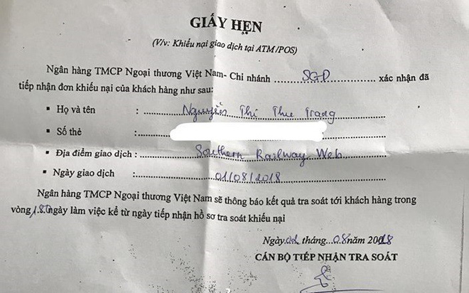 Hơn 60 triệu đồng trong thẻ Visa Vietcombank không cánh mà bay