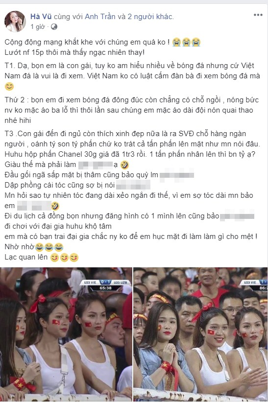 Bị chê làm màu đi cổ vũ U23 Việt Nam, hot girl có màn đáp trả gây bất ngờ