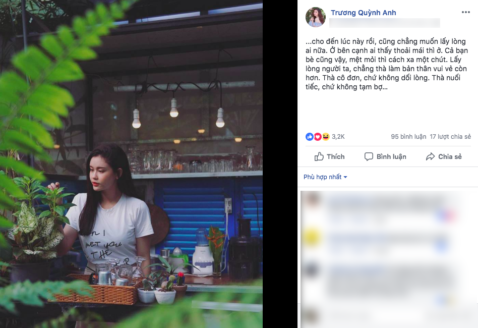 Chia sẻ gây chú ý của Trương Quỳnh Anh sau khi ly hôn Tim: Thà nuối tiếc, chứ không tạm bợ