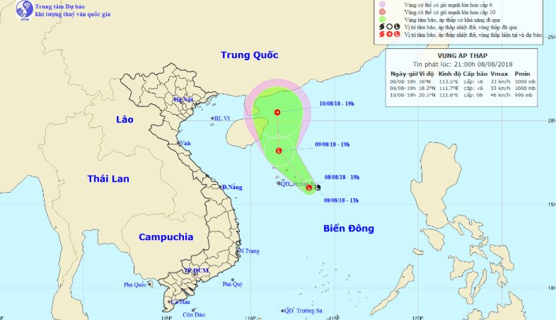 Dự báo thời tiết 9/8: Vùng áp thấp có thể mạnh thành áp thấp nhiệt đới