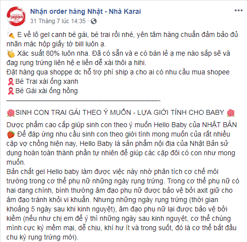 Thực hư về dung dịch giúp mang thai theo ý muốn tràn lan trên mạng xã hội