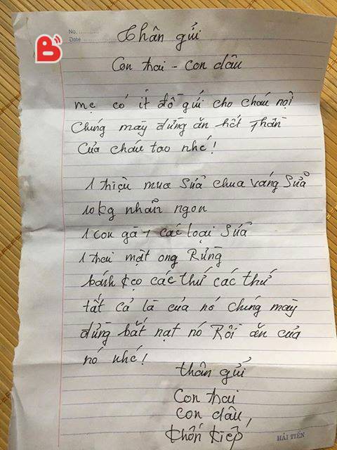 Mẹ chồng gửi đồ ăn kèm theo mảnh giấy nhắc khiến con dâu không thốt nên lời