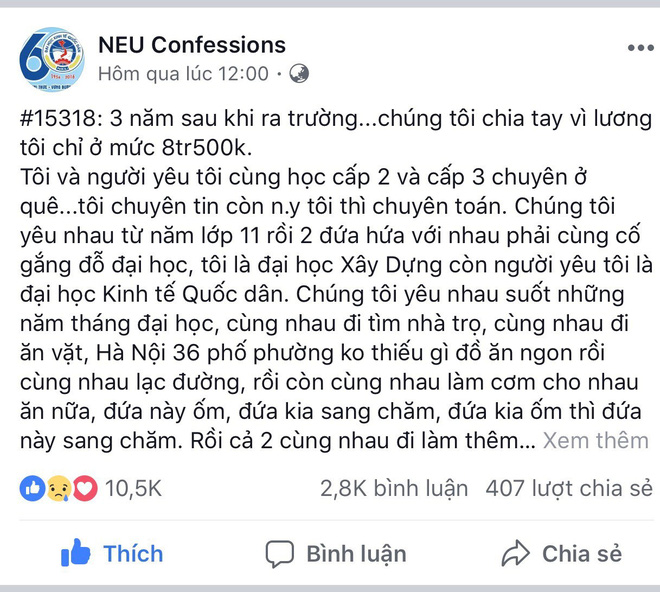 Tâm sự bị người yêu 8 năm bỏ vì lương chỉ có 8 triệu, chàng trai bị chỉ trích vì 1 lý do