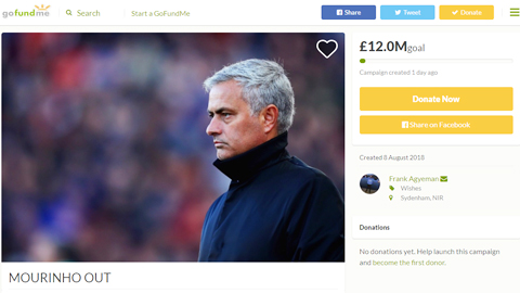 Fan cuồng Man United gây quỹ để sa thải Mourinho Fan cuồng Man United gây quỹ để sa thải Mourinho