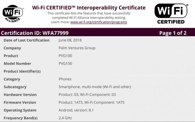 Smartphone chạy Android 8.1 Oreo từ Palm bất ngờ xuất hiện trên FCC Smartphone chạy Android 8.1 Oreo từ Palm bất ngờ xuất hiện trên FCC