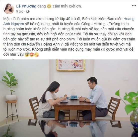Lê Phương tiết lộ từ tập 40 Gạo Nếp Gạo Tẻ sẽ không theo kịch bản gốc Hàn Quốc Lê Phương tiết lộ từ tập 40 Gạo Nếp Gạo Tẻ sẽ không theo kịch bản gốc Hàn Quốc