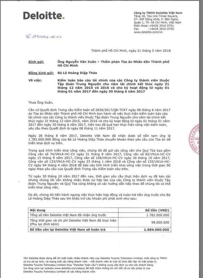 Điều khó hiểu trong tranh chấp tài sản vụ ly hôn Thảo - Vũ nhìn từ hợp đồng 1,8 tỷ của Deloitte