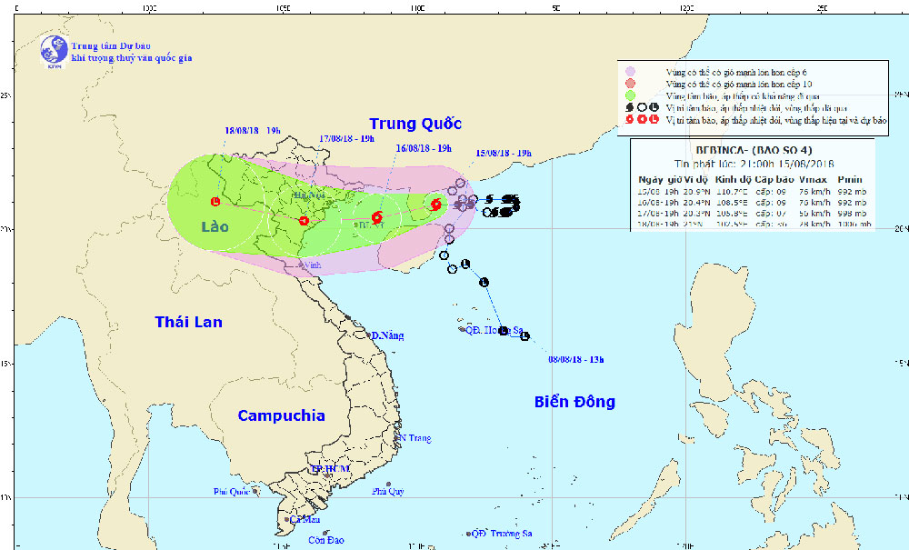 Dự báo thời tiết 16/8: Bão Bebinca giật cấp 11 đi vào vịnh Bắc Bộ
