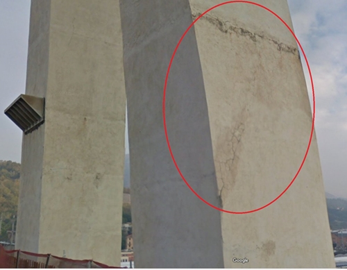 Những vết nứt trên cầu cao tốc Italy trước khi sập