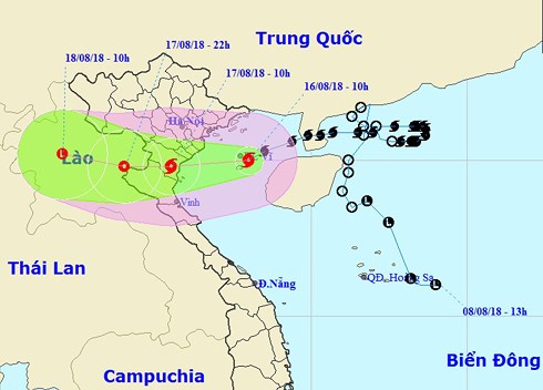 Bão số 4 mạnh thêm, cách Móng Cái và Nam Định 180km