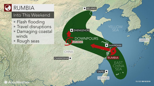 Bão Rumbia đổ bộ, Trung Quốc sơ tán 53.000 dân