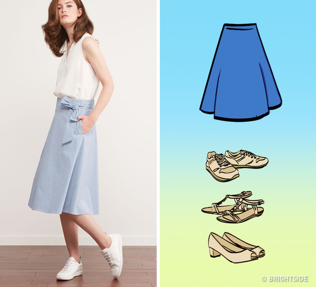 8 kiểu chân váy chị em ưa chuộng sẽ trở nên hoàn hảo với những mẹo kết hợp giày dép đơn giản dưới đây