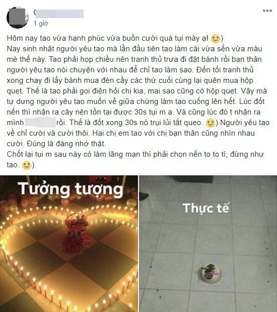 Muốn cắm nến hình trái tim lung linh mừng sinh nhật người yêu, cô nàng vụng về nhận ra kết cục không như là mơ