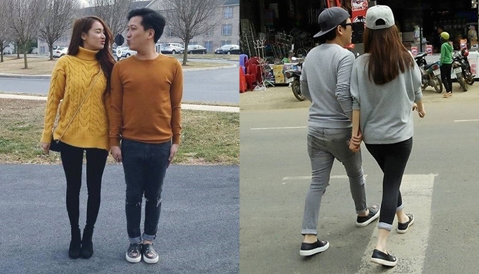 Nhã Phương, Trường Giang mặc ăn ý khi sóng đôi