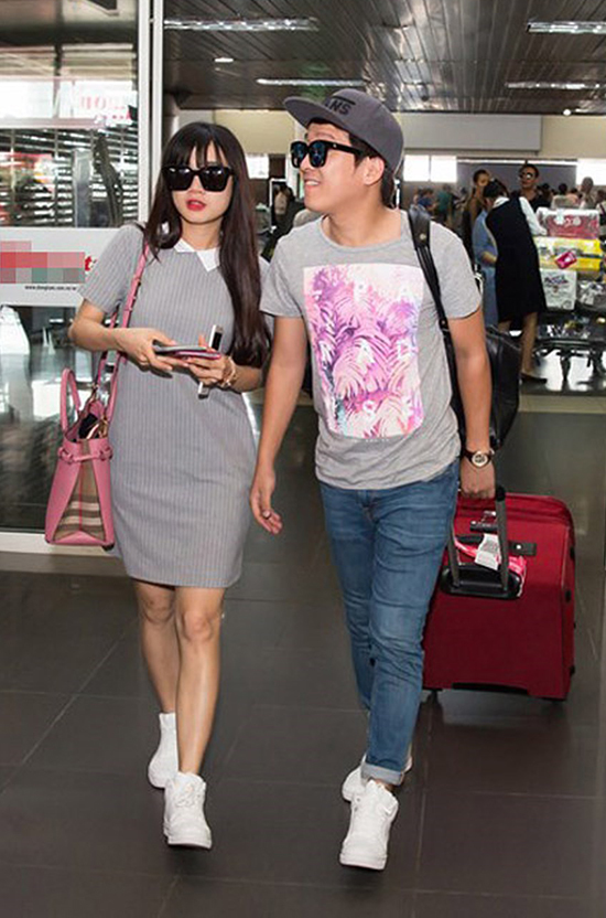 Nhã Phương, Trường Giang mặc ăn ý khi sóng đôi